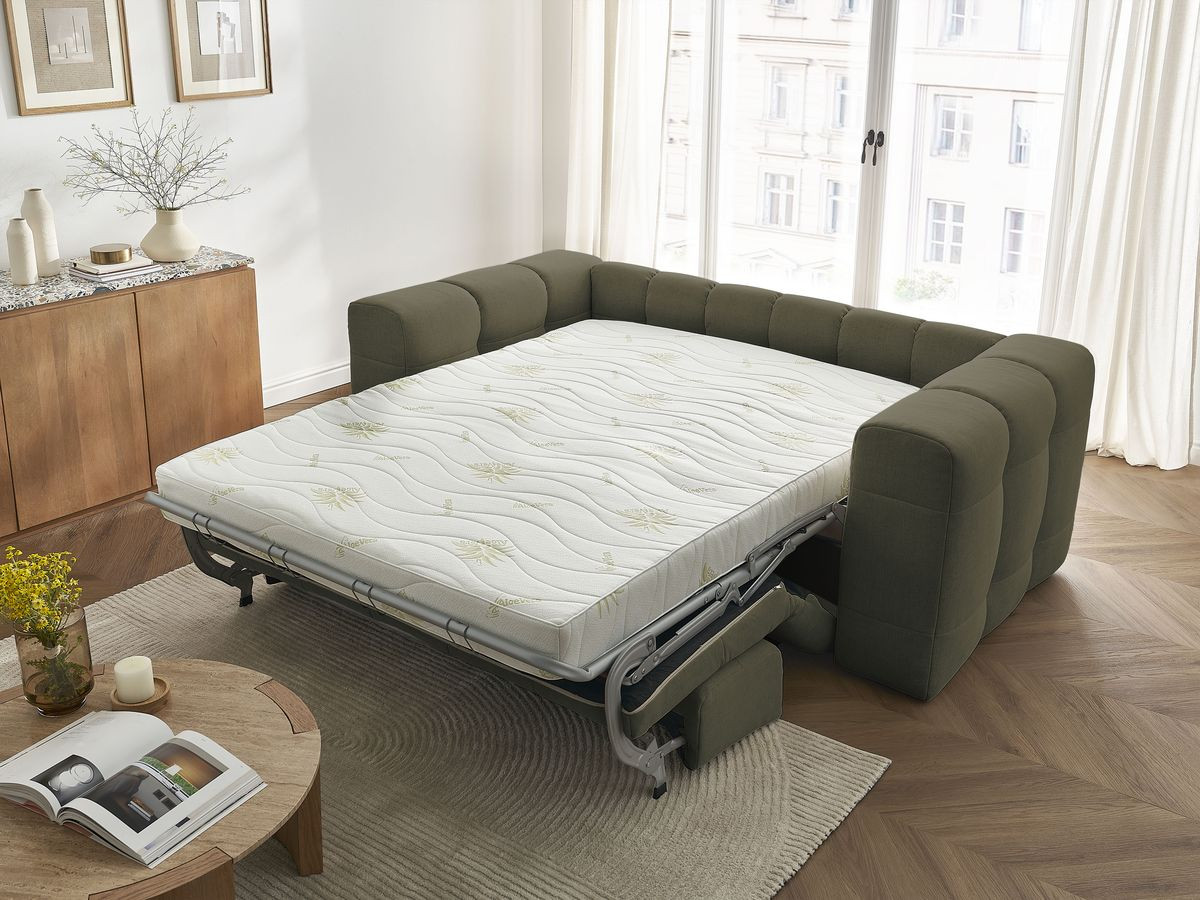 Bobochic Cloud Schlafsofa 3-Sitzer mit Pouf Stoff Grün