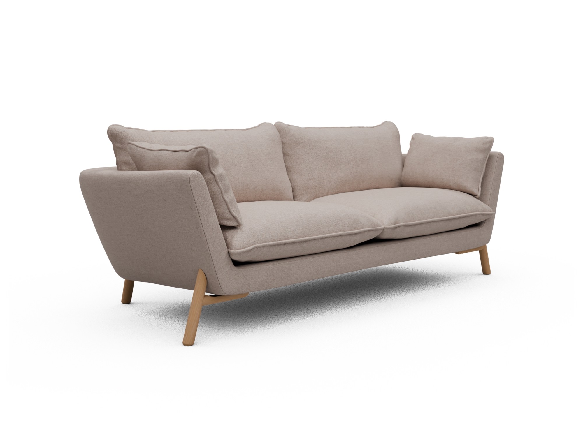 Skandi Home Sofa Emil Soft 3-Sitzer Beinfarbe Eiche Natur Weda-Sand moebelfaktor
