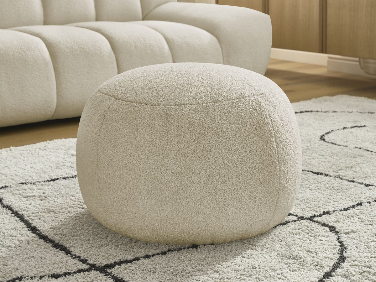 Bobochic Hayden Sofa 3-Sitzer mit Pouf 226 × 107 cm Bouclé-Stoff Beige