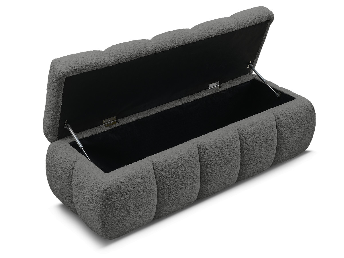 Bobochic Denali Bettbank 146 × 56 cm Bouclé-Stoff Dunkelgrau