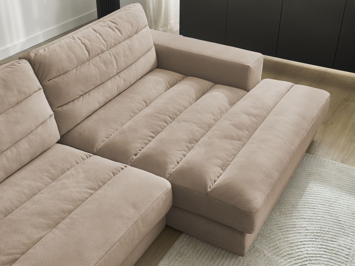 Bobochic Sierra Ecksofa Samt Taupe Ecke rechts