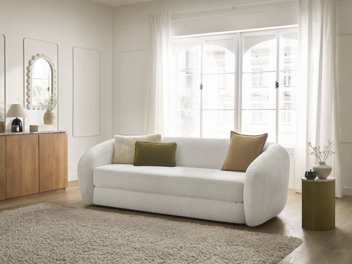 Bobochic Neyo Schlafsofa 3-Sitzer Strukturstoff Weiß