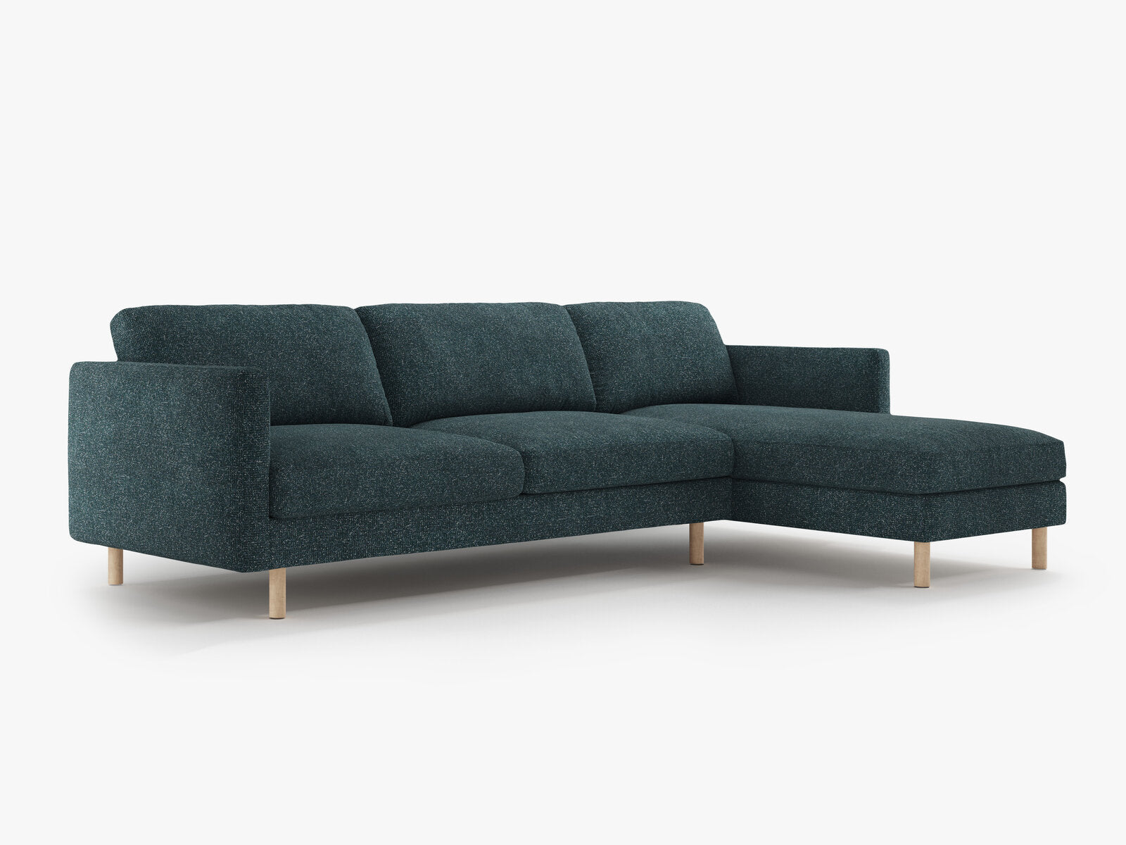 Micadoni Ecksofa Eden 4-Sitzer Rechts Strukturierter Stoff Grün Blau Melange