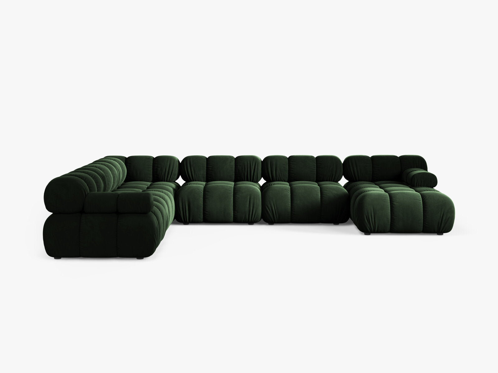 Micadoni Modulares Panorama Ecksofa Bellis 8-Sitzer Links Samt Venus Flaschengrün
