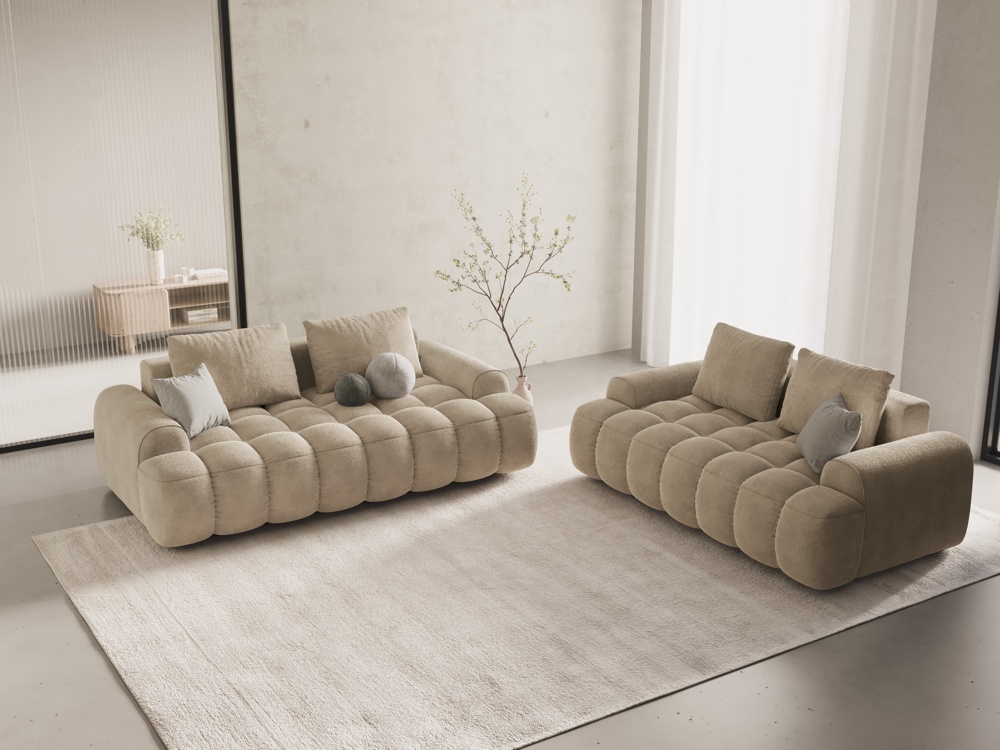 Cosmopolitan Design Sofa Linz 2-Sitzer Samt Vogue Helles Beige