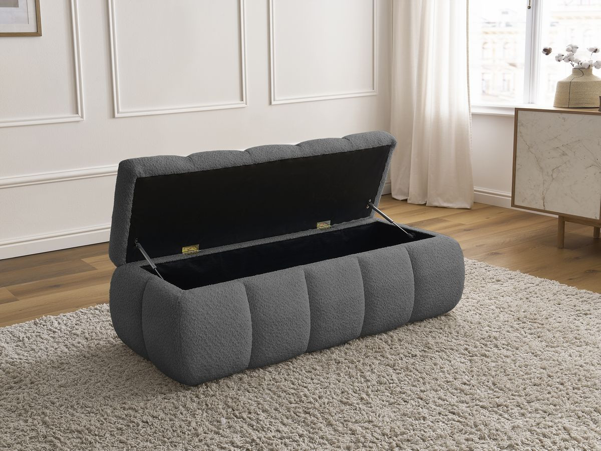 Bobochic Denali Bettbank 146 × 56 cm Bouclé-Stoff Dunkelgrau