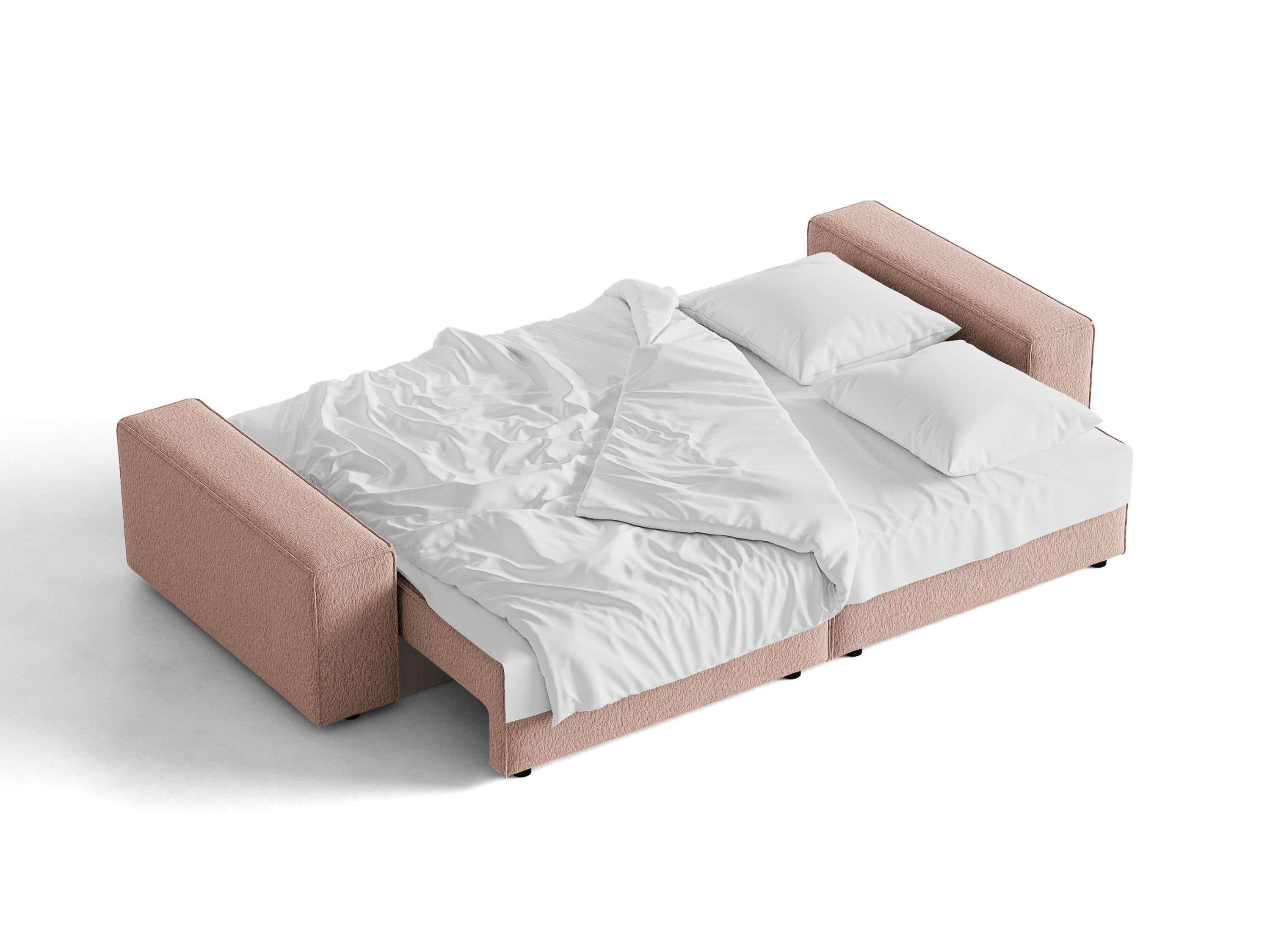 Micadoni Schlafsofa Jodie 3-Sitzer Boucle Baloo Puderrosa