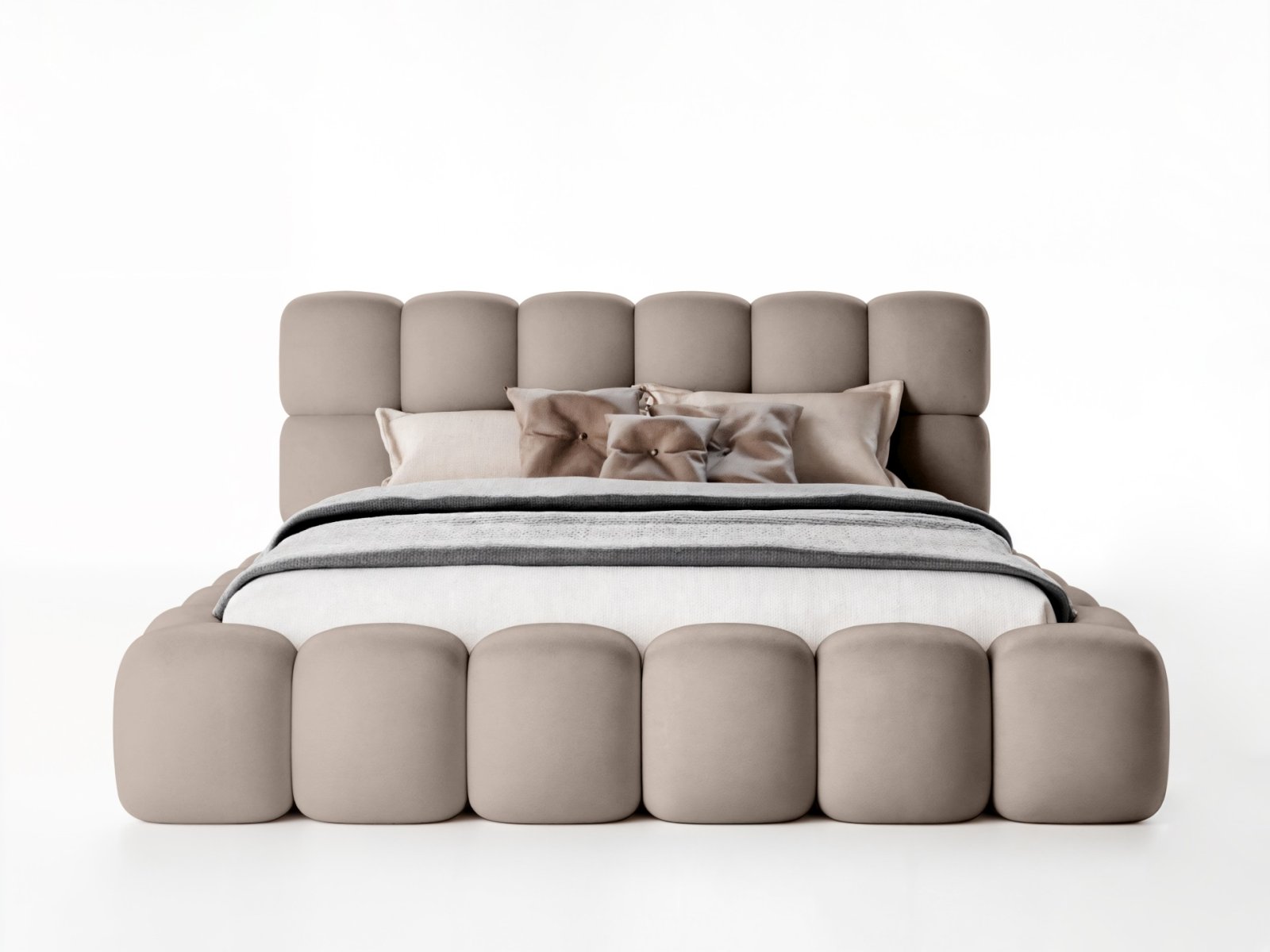 Polsterbett Vento Samtstoff 160x200 mit Holzrahmen Piano 04 Cappuccino