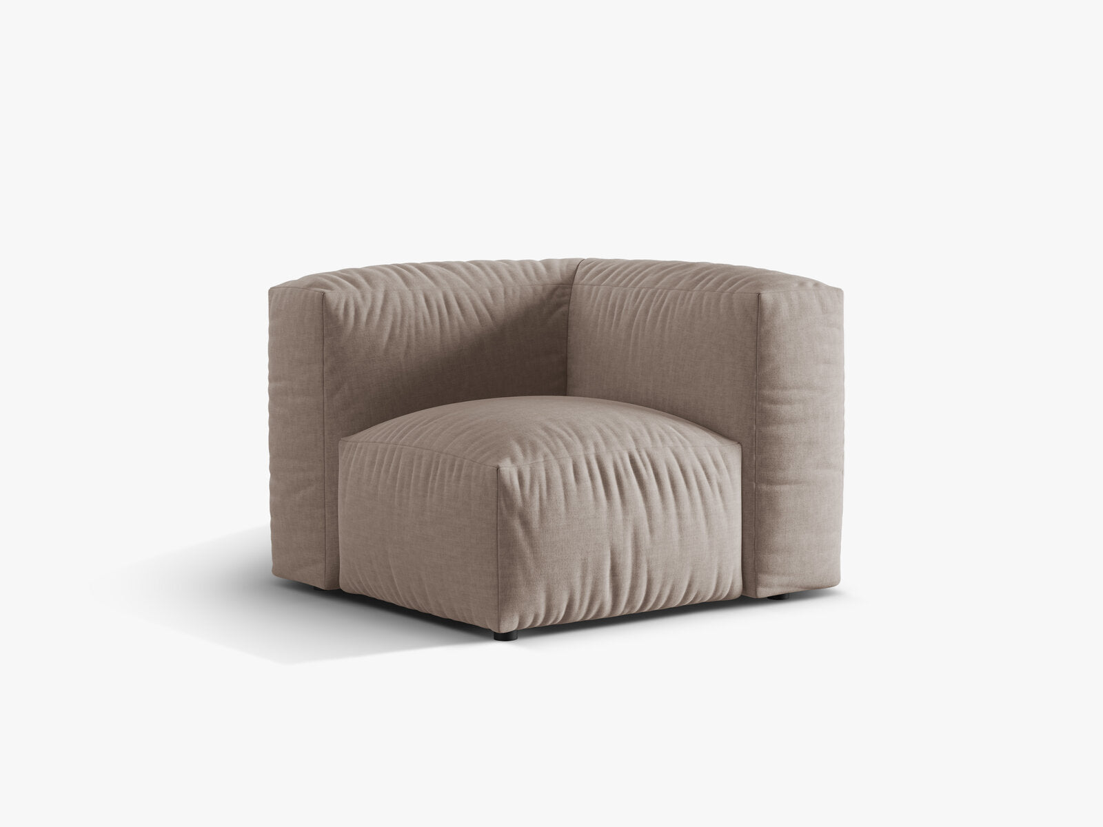 Micadoni Eckmodul Martina 1-Sitzer Klein Strukturierter Stoff Boston Dunkelbeige