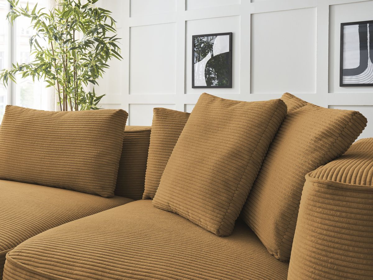 Bobochic Leopold Sofa 3-Sitzer Cordsamt Gelb Armlehne rechts