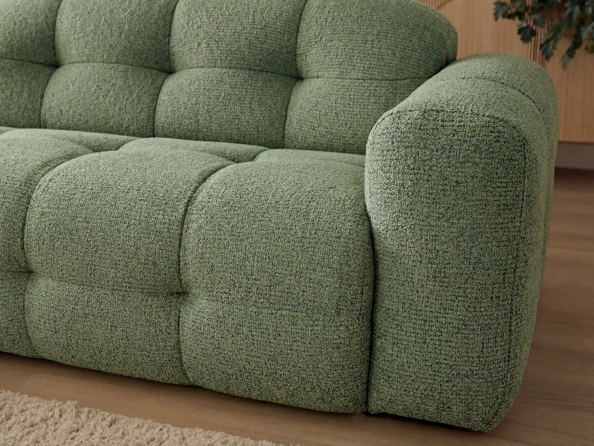 Bobochic Laura Sofa 3-Sitzer Melange-Stoff Hellgrün