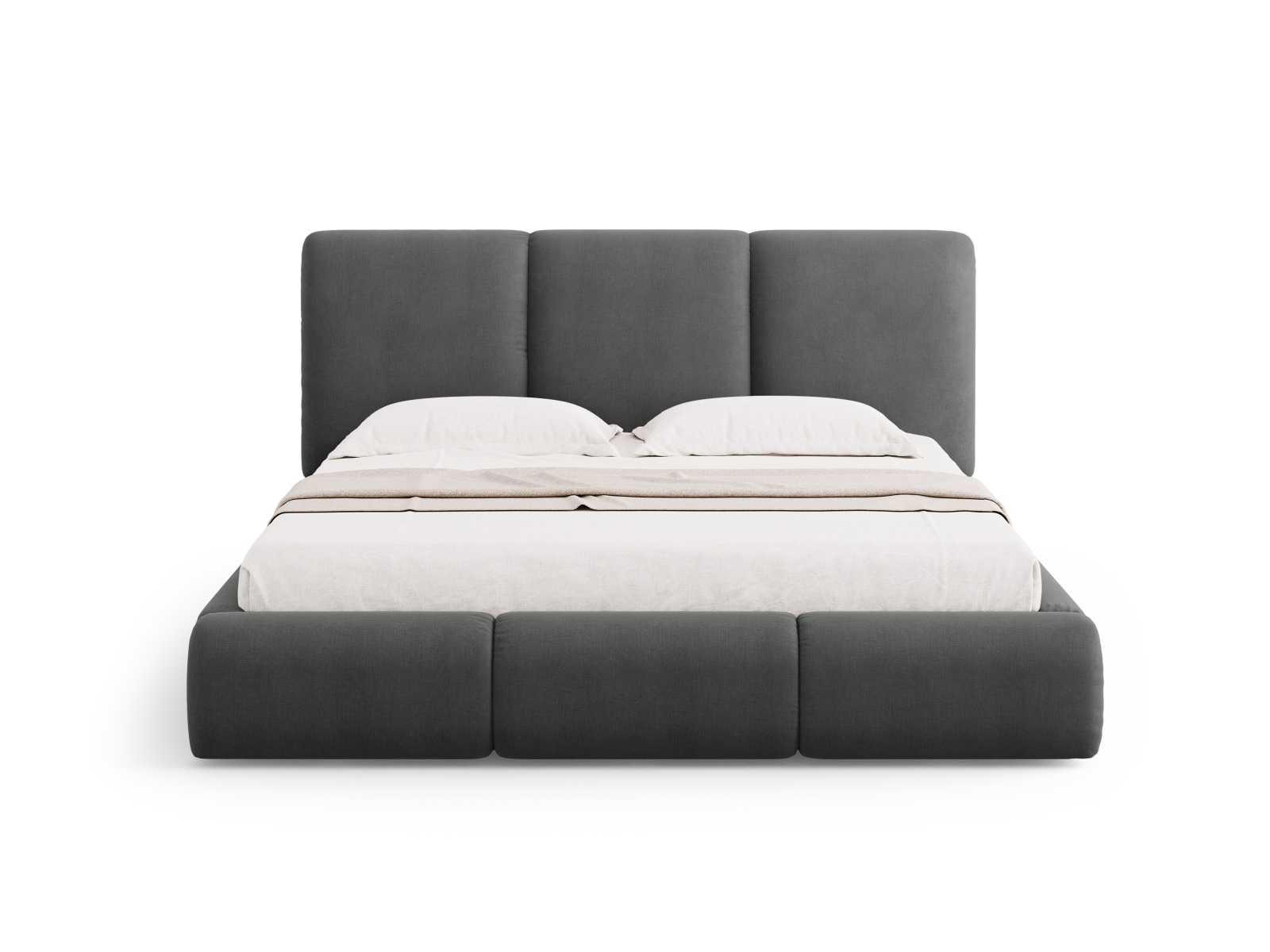 Cosmopolitan Design Stauraumbett mit Kopfteil Nicolas 200x200 Chenille Rebel Dunkelgrau