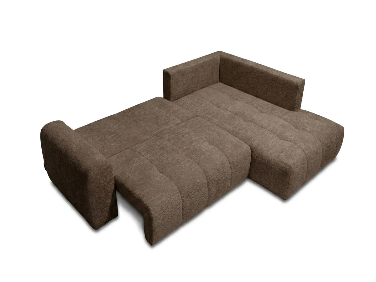 Bobochic Roxelane Ecksofa mit Schlaffunktion und Bettkasten Bouclé-Stoff Braun Ecke rechts