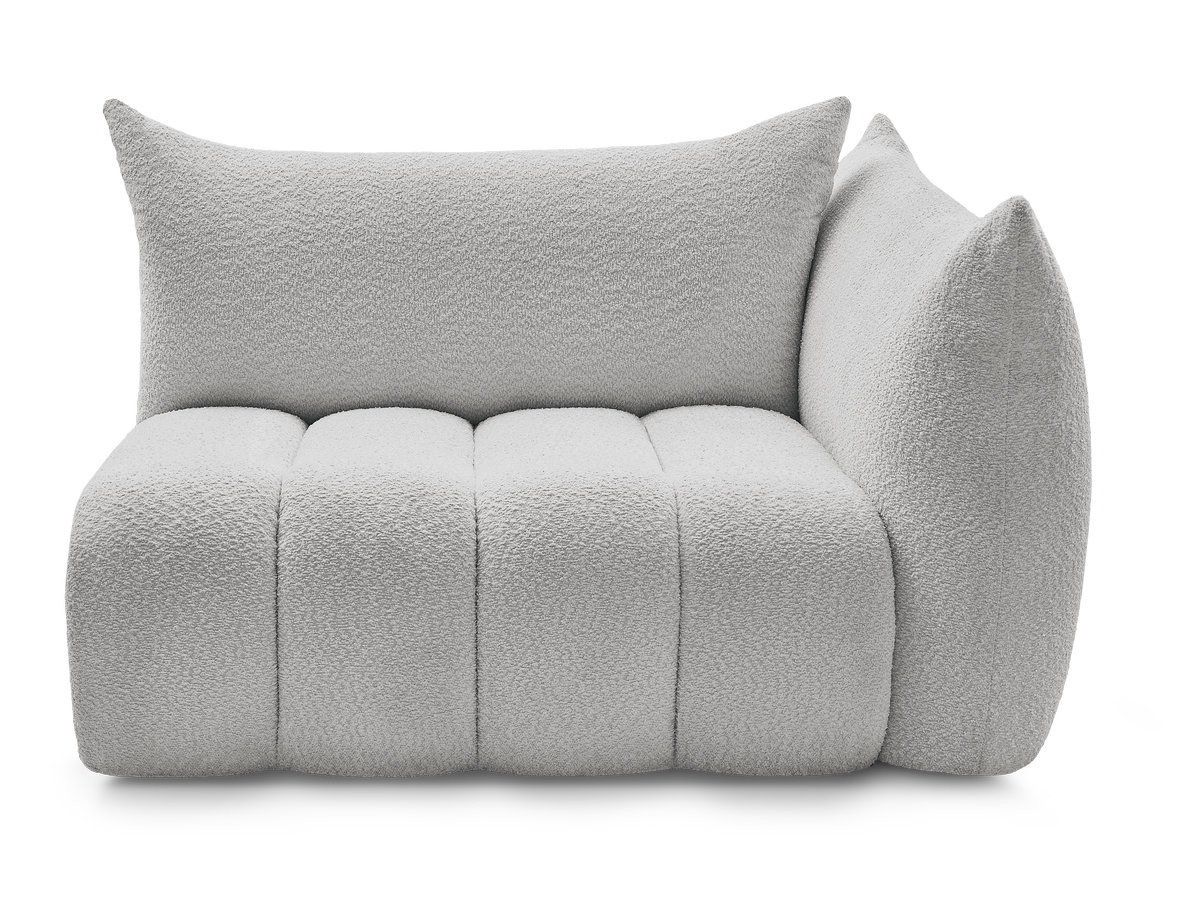 Bobochic Azra Sofamodul 2-Sitzer 143 × 112 cm Bouclé-Stoff Hellgrau Ecke rechts
