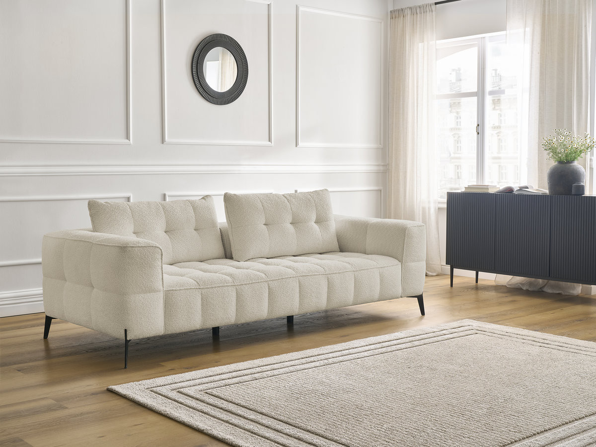 Bobochic Anis Sofa 3-Sitzer Bouclé-Stoff Beige