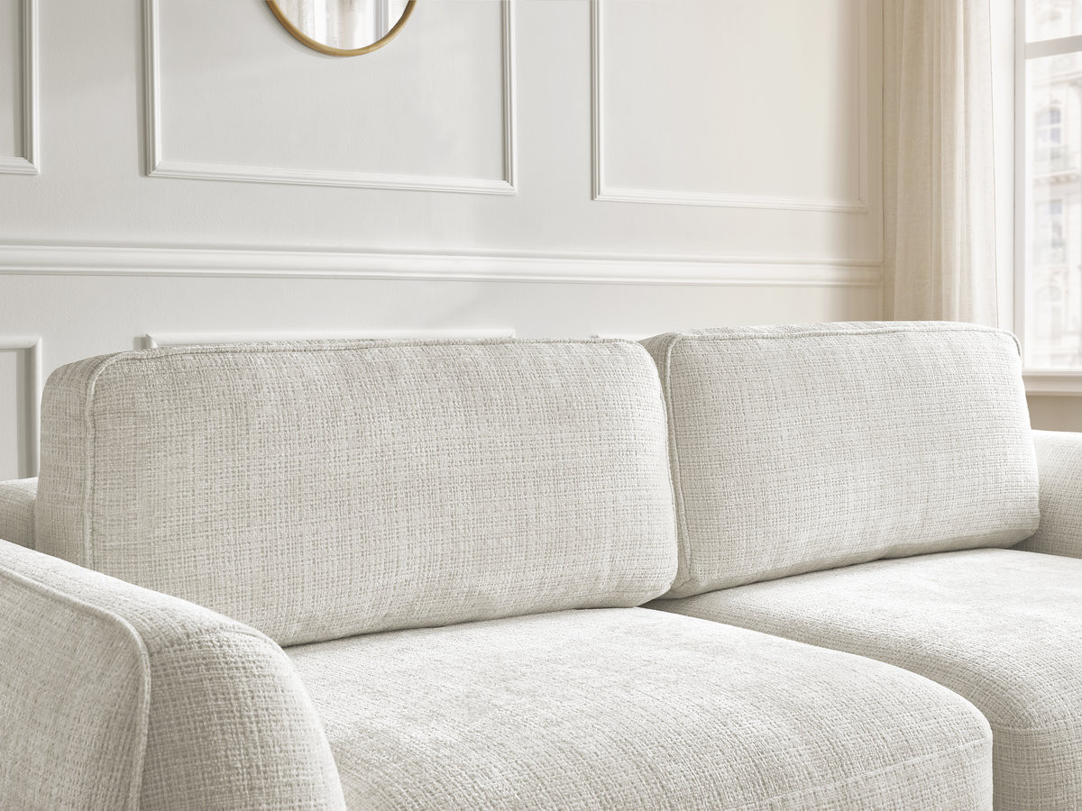 Bobochic Denise Schlafsofa 3-Sitzer mit Bettkasten Strukturstoff Weiß