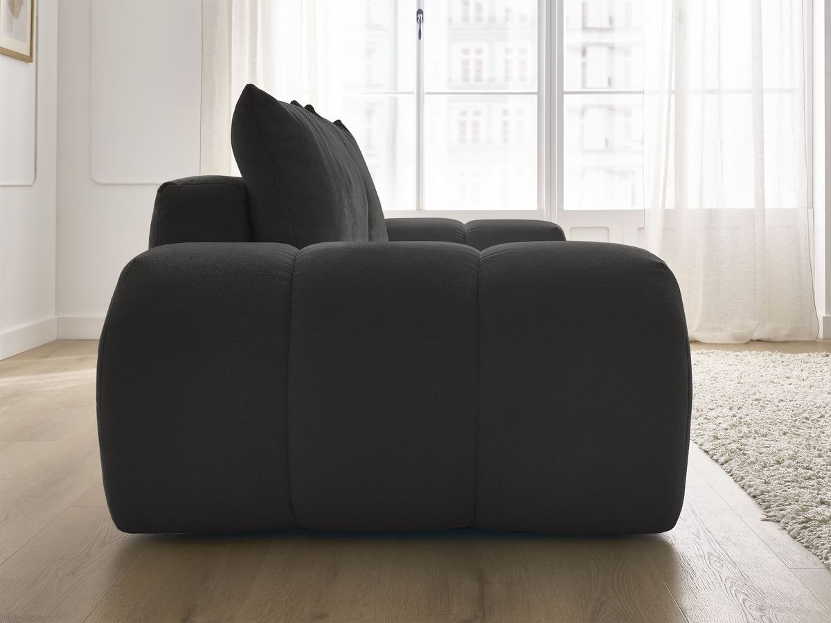 Bobochic Everest Schlafsofa 3-Sitzer mit Bettkasten, 2 Kissen Strukturstoff Schwarz