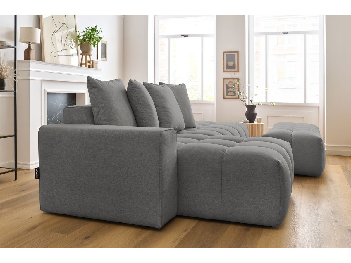 Bobochic Mont-blanc Ecksofa mit Pouf Melange-Stoff Dunkelgrau Ecke links