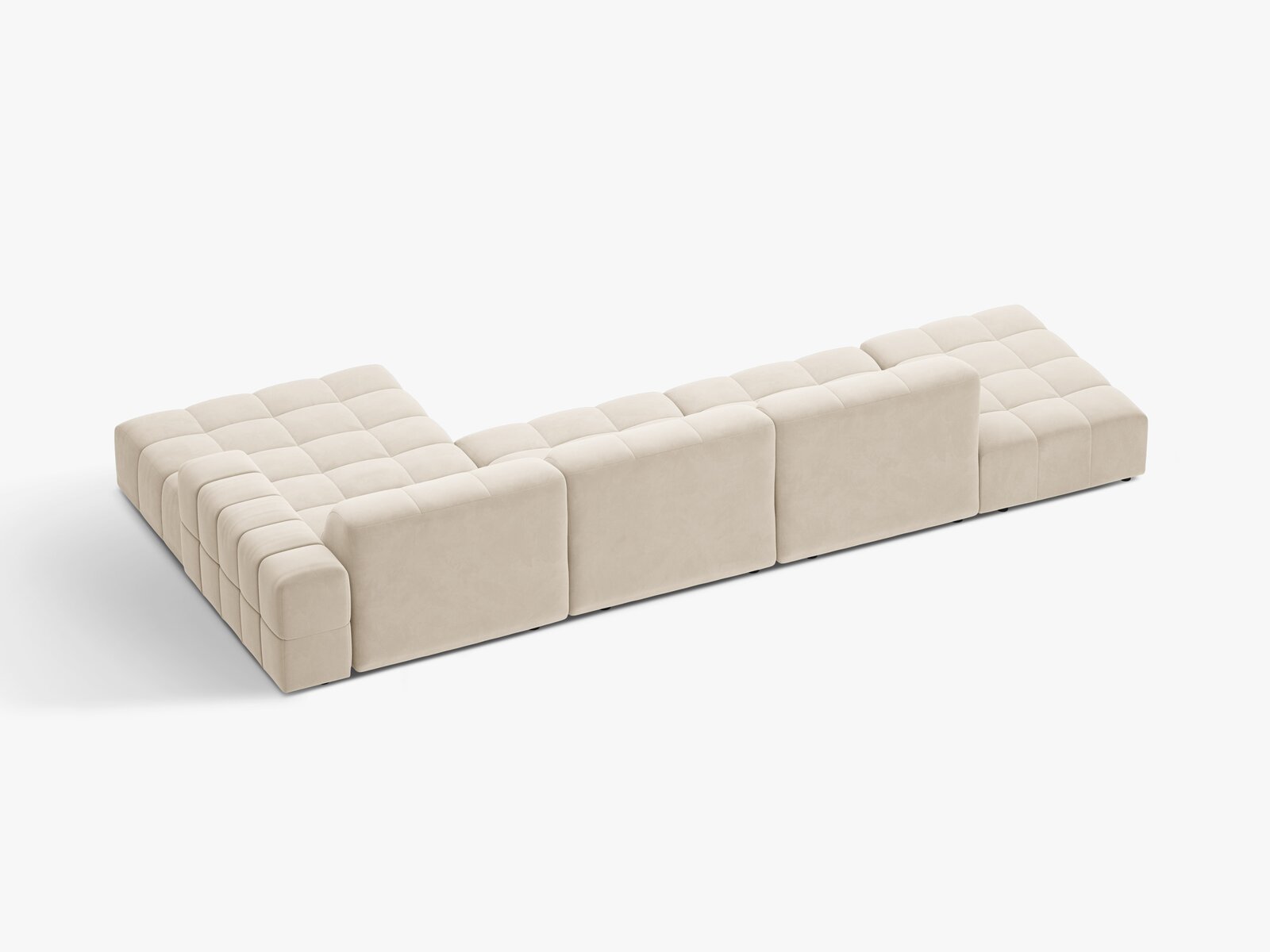 Micadoni Ecksofa Jennifer 5-Sitzer Rechts Samt Bluvel Helles Beige