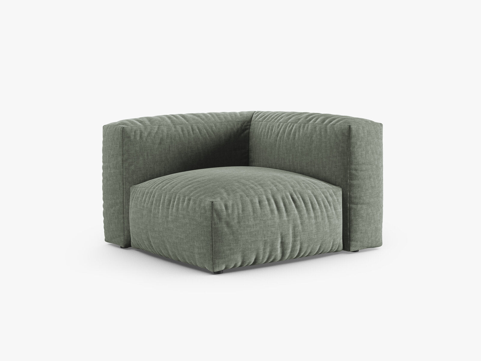 Micadoni symmetrisches Eckmodul Martina 1-Sitzer 90cm Sitztiefe Strukturierter Stoff Boston Moßgrün