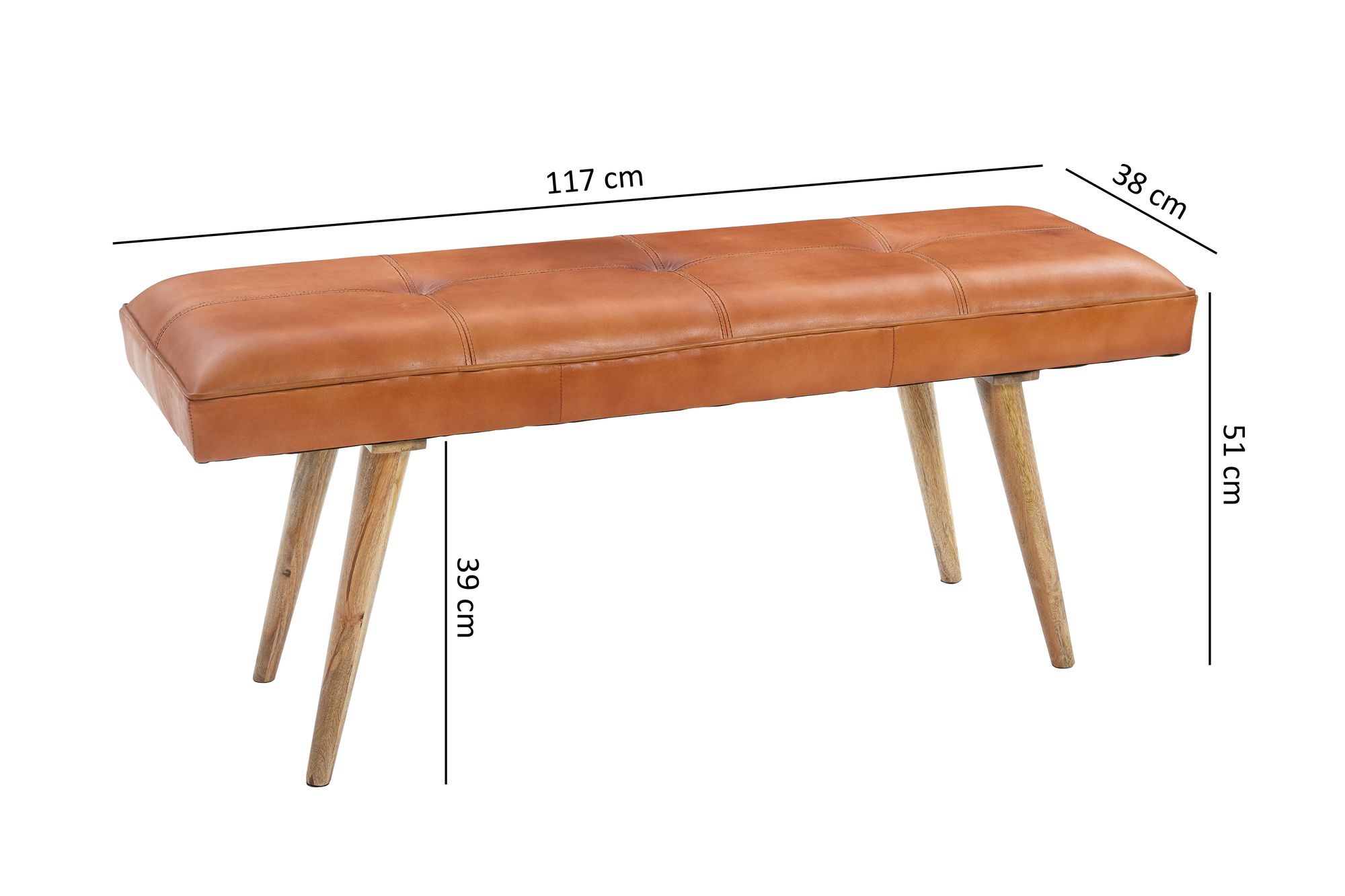 Sitzbank Akureyri Echtleder Braun 117 × 38 × 51 cm