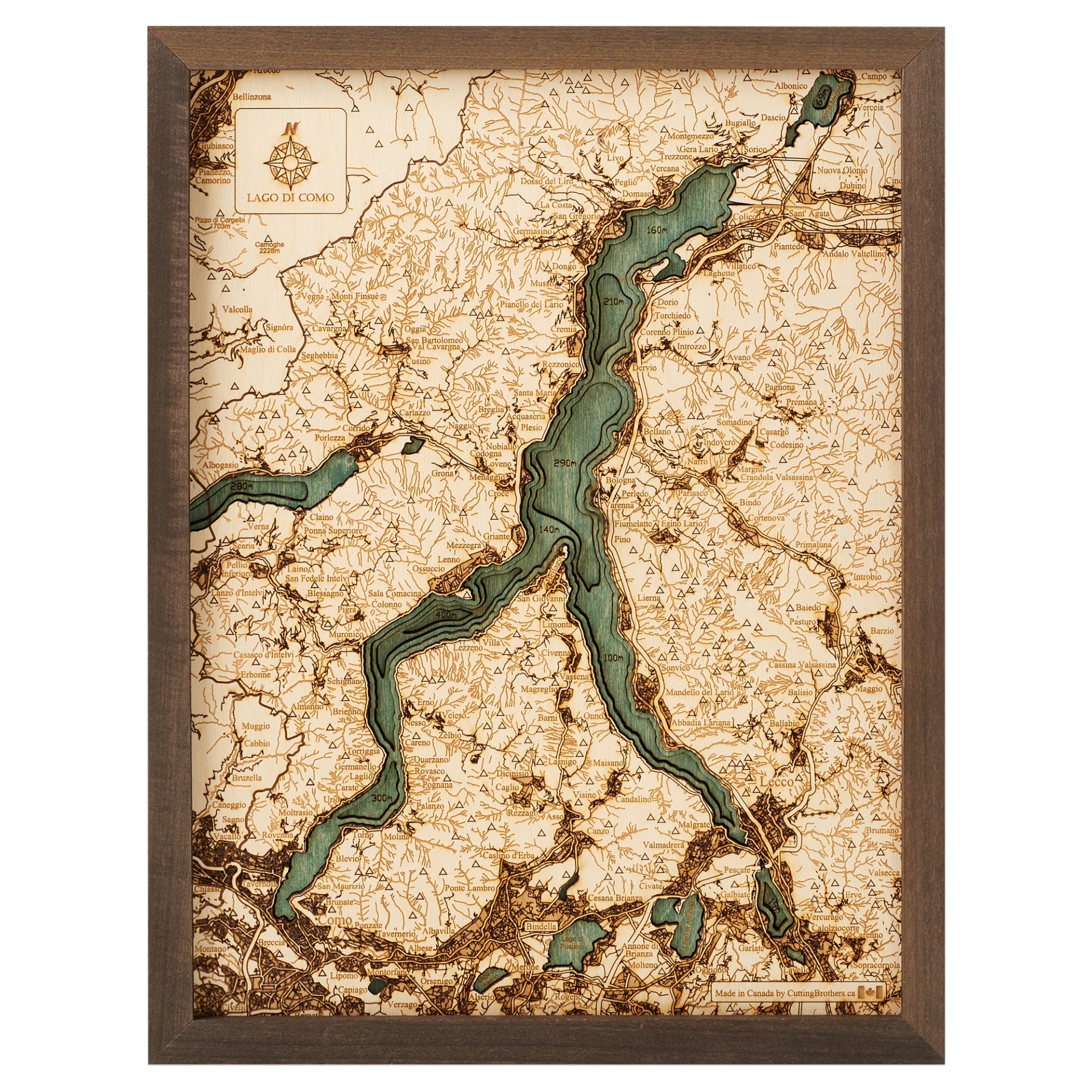 Cutting Brothers 3D Holz-Wandkarte Lago di Como Comer See 40.5 x 30.5 moebelfaktor