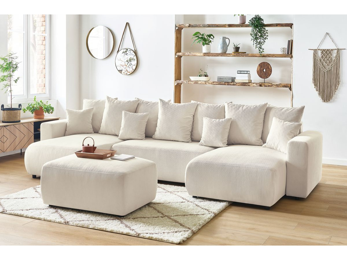 Bobochic Envy Wohnlandschaft mit Pouf Cordsamt Beige