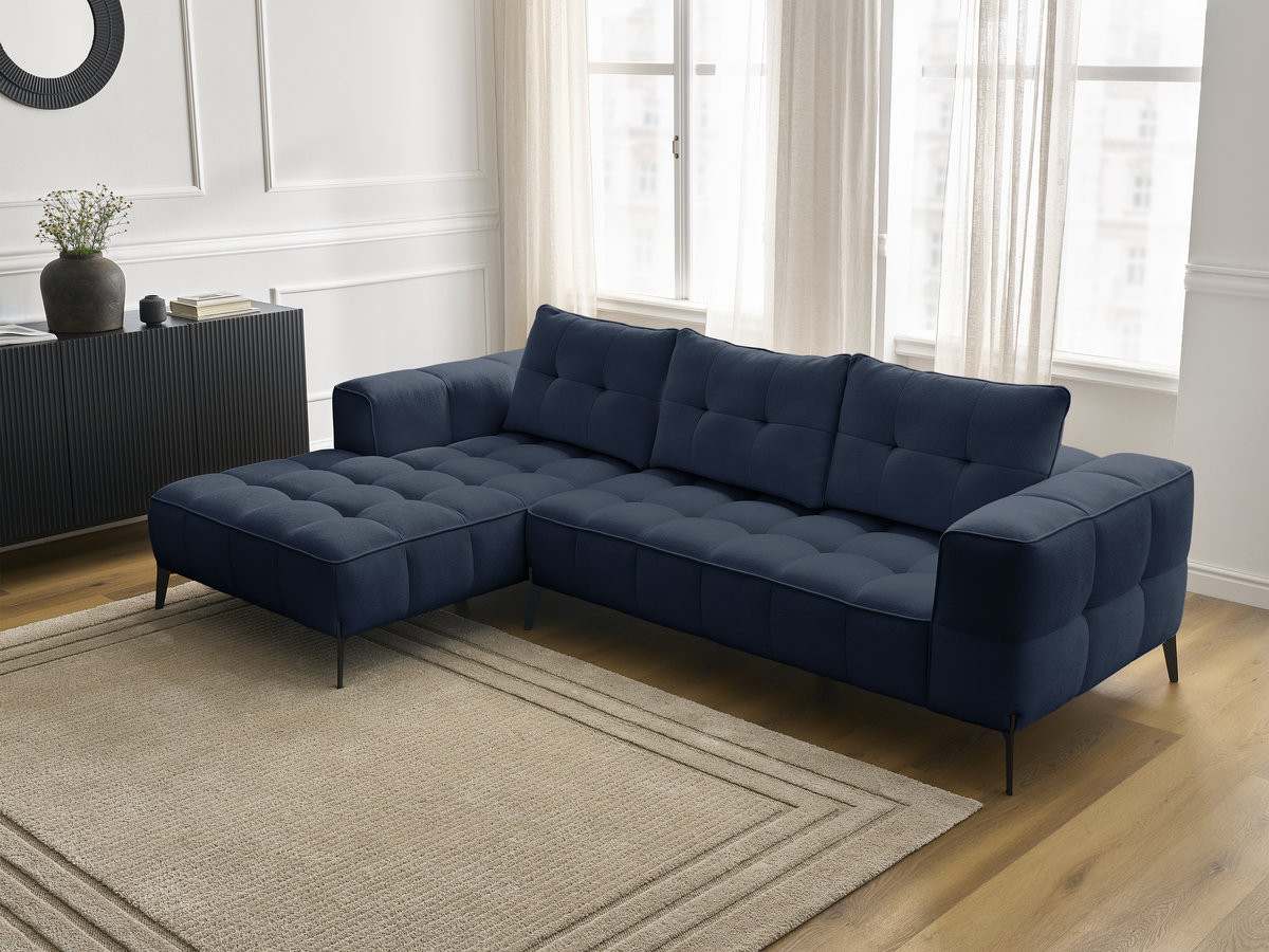 Bobochic Anis Ecksofa Strukturstoff Blau Ecke links