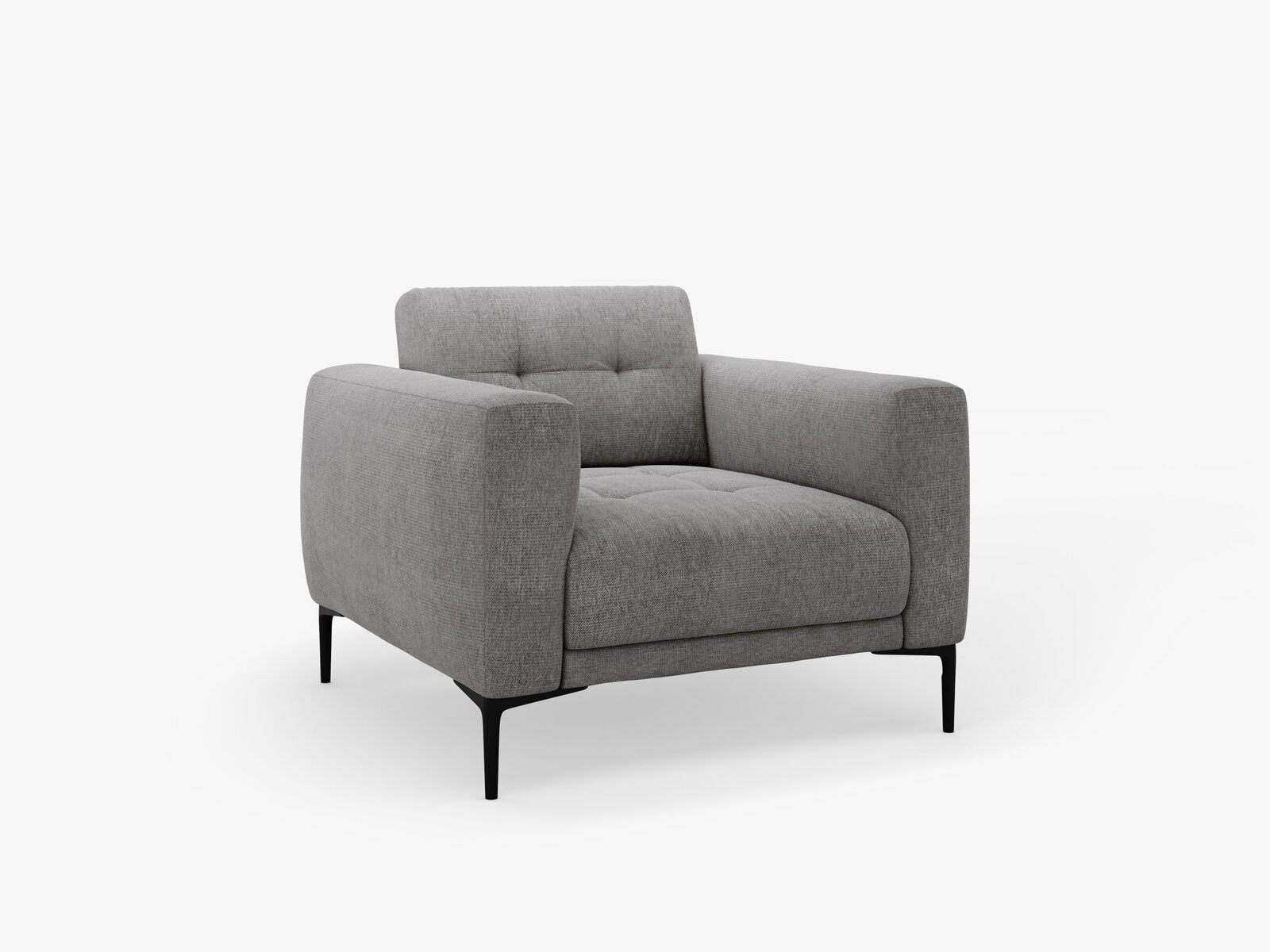 Micadoni Sessel Bemy 1-Sitzer Strukturierter Stoff Grau