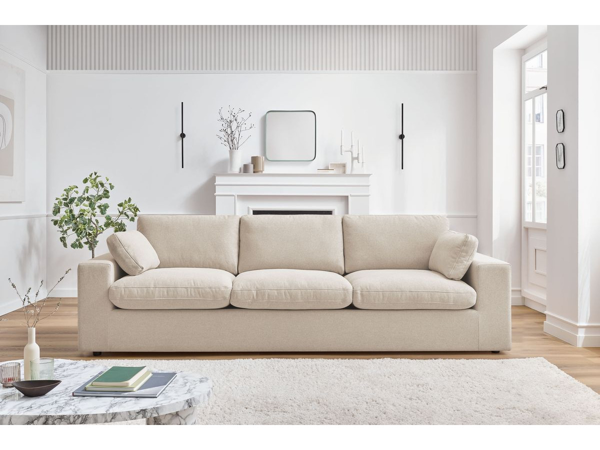 Bobochic Belair Sofa 3-Sitzer 250 × 93 cm Stoff Beige