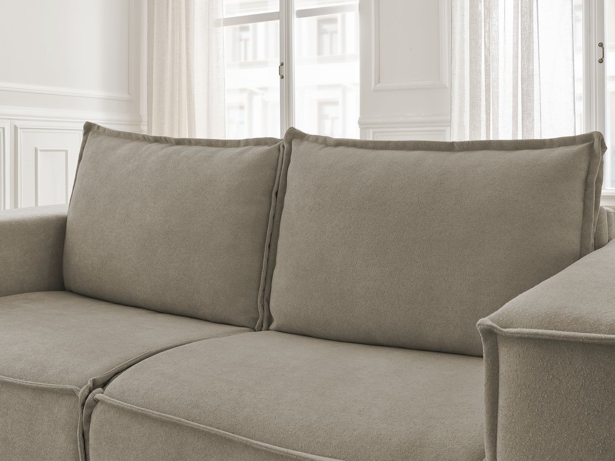 Bobochic Chelsea Schlafsofa 3-Sitzer Strukturstoff Taupe, Liegefläche 140 × 200 cm