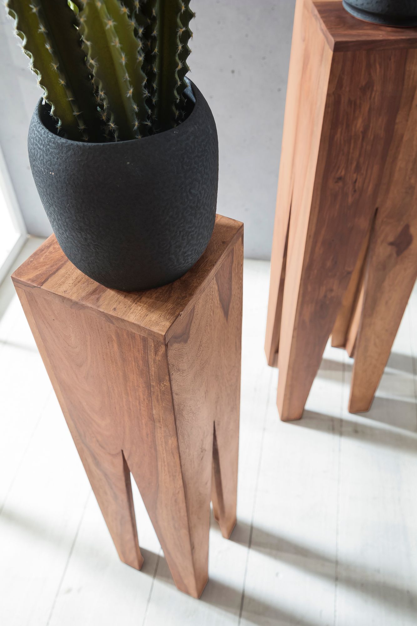 Satztisch 3er-Set Vardal Massivholz Akazie 25 × 25 × 100 cm