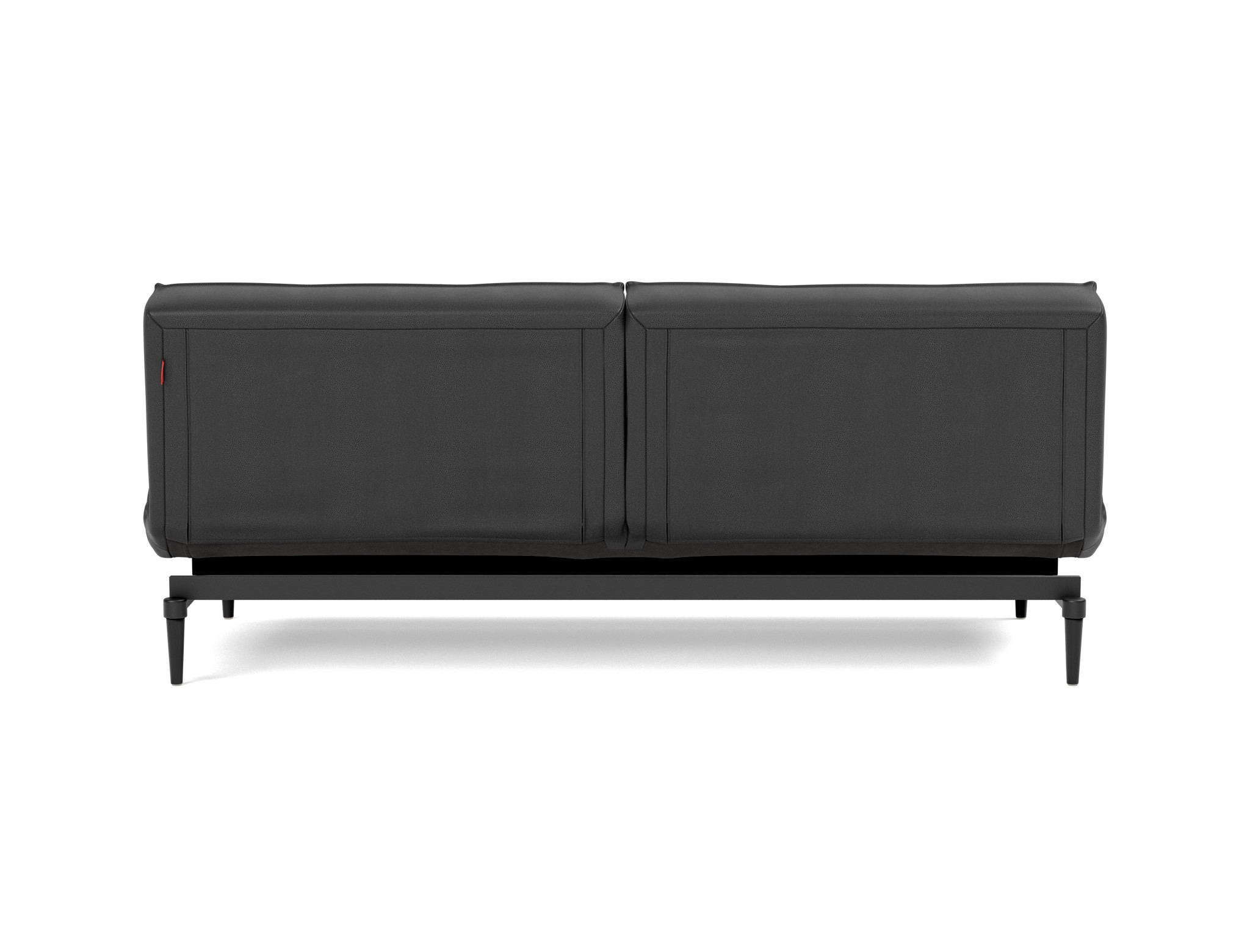 Schlafsofa Splitback Lederoptik Faunal 550-Black Beine Styletto Eiche schwarz