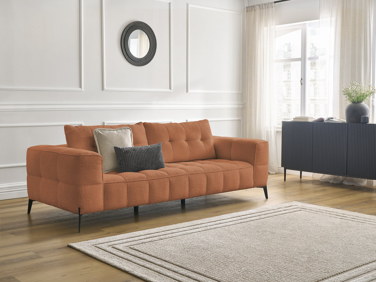 Bobochic Anis Sofa 3-Sitzer Bouclé-Stoff Orange