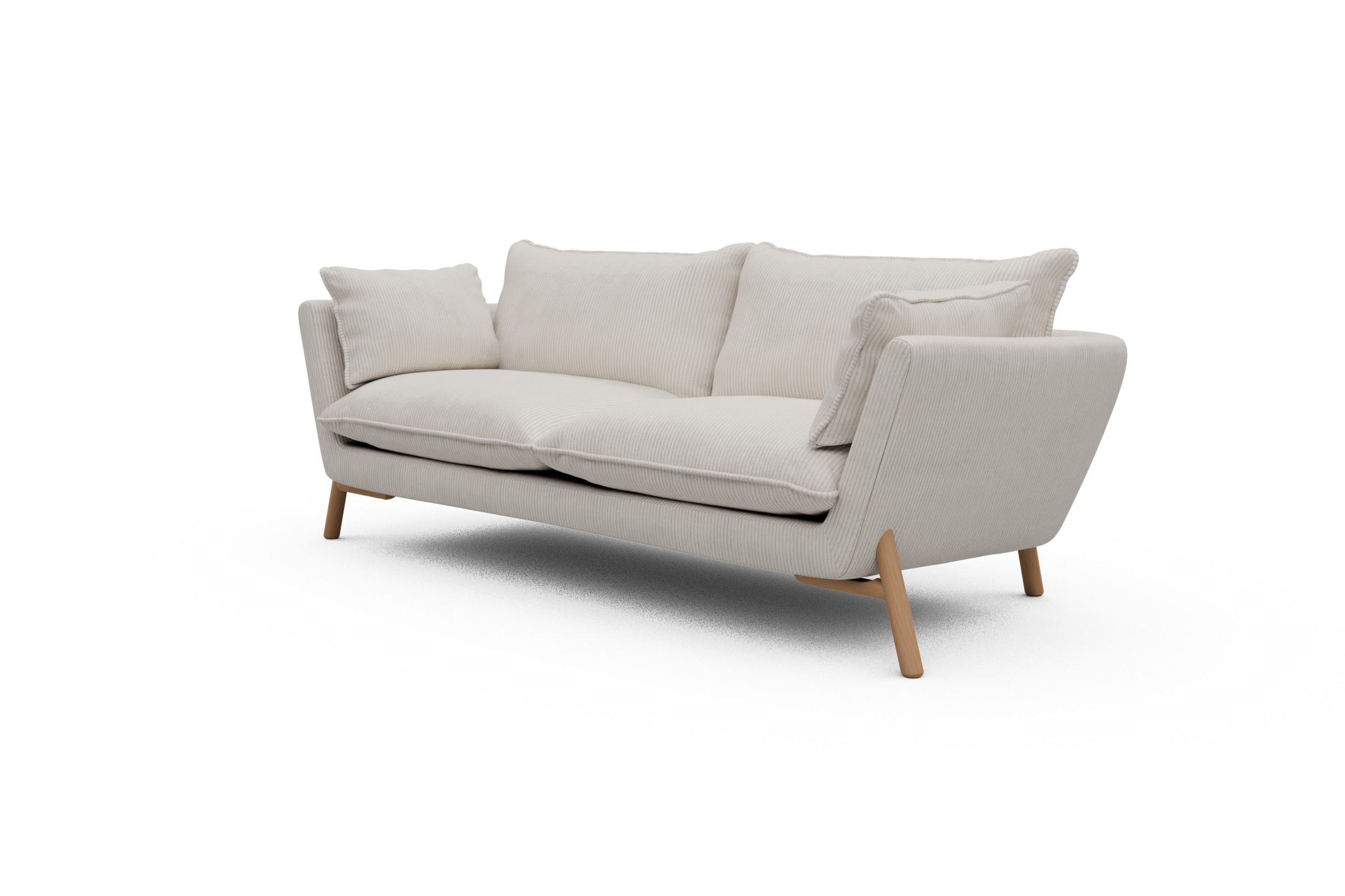 Sofa Emil PREMIUM 3-Sitzer Beinfarbe Eiche Natur Corduroy-Ivory