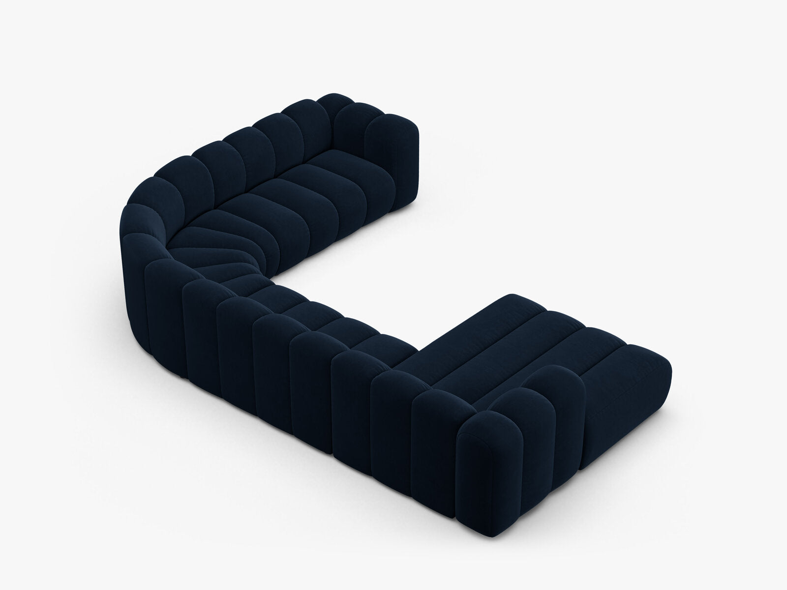 Micadoni Modulares Panorama Ecksofa Lupine 6-Sitzer Rechts Samt Salvador Königsblau