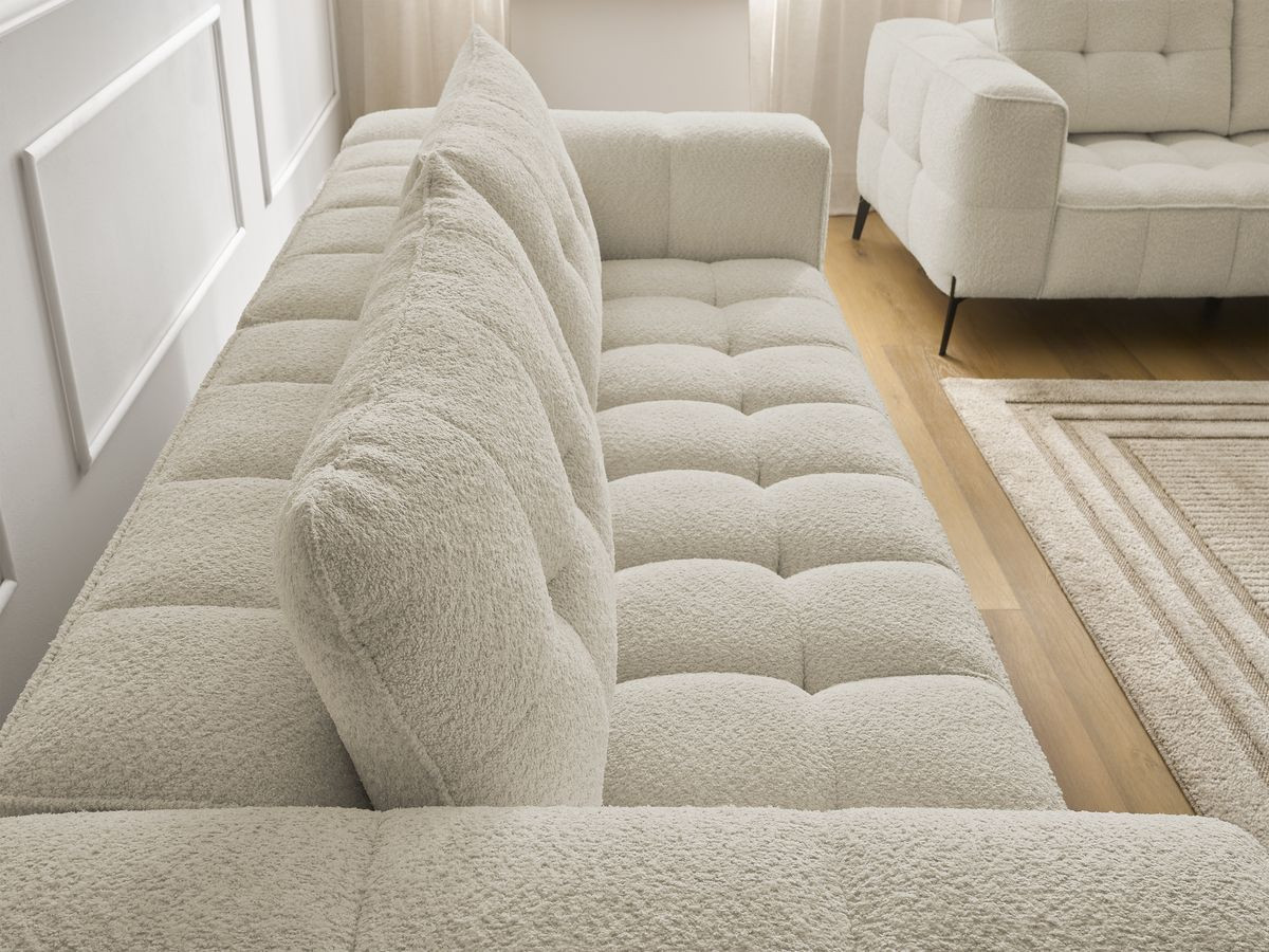 Bobochic Anis Sofa 5-Sitzer mit Pouf Bouclé-Stoff Beige