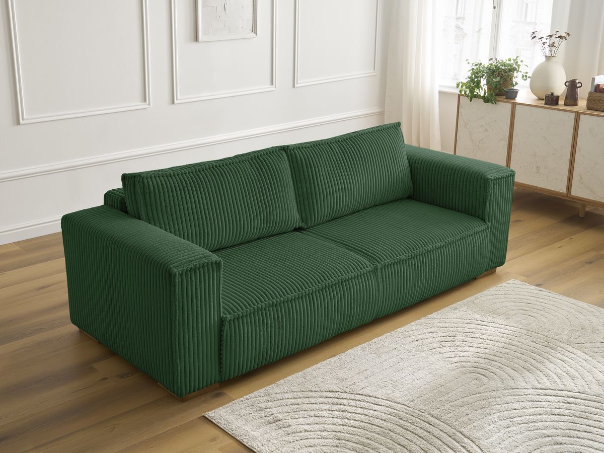 Bobochic Chelsea Sofa 3-Sitzer Breitcord weich Grün
