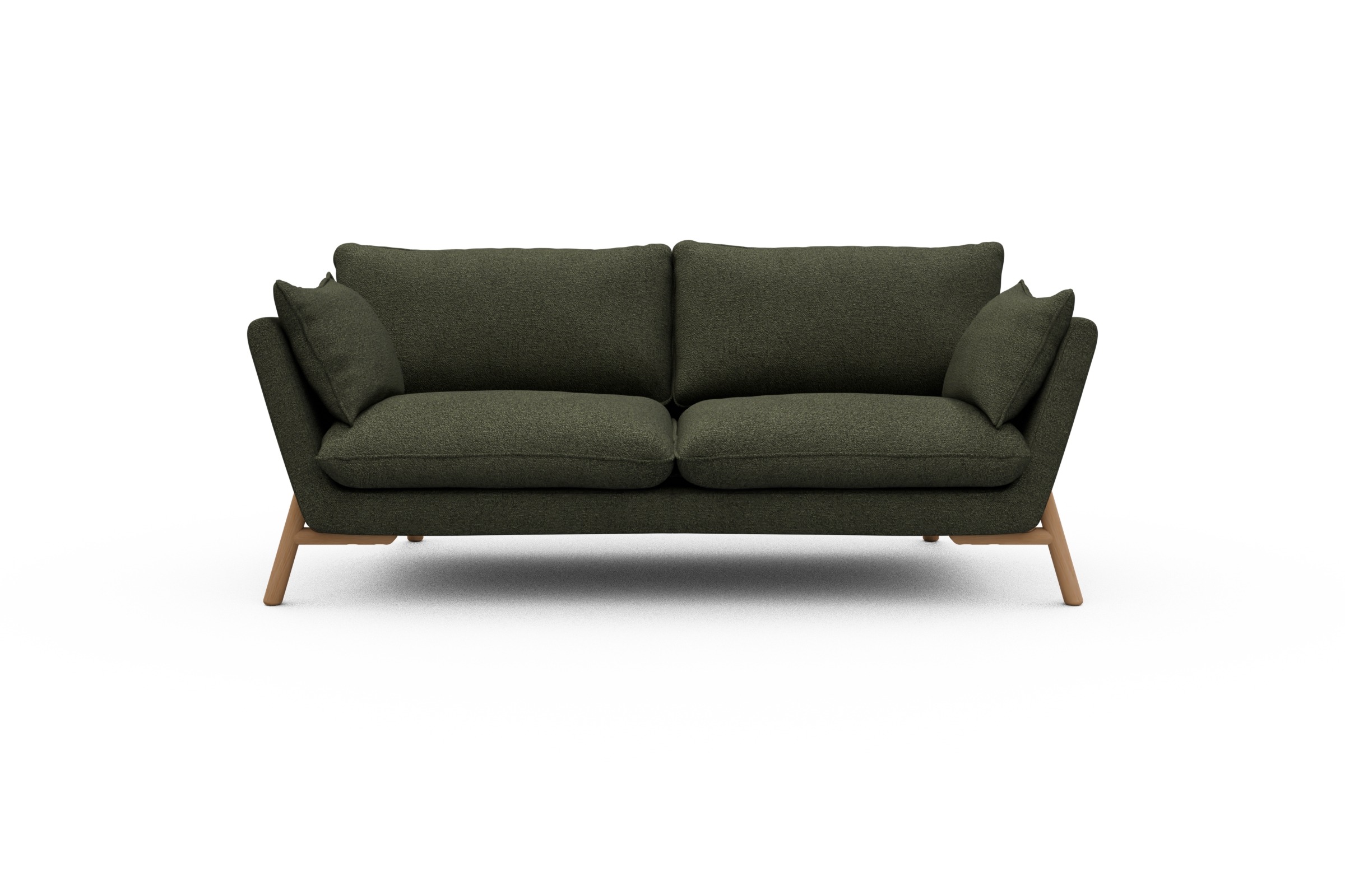Skandi Home Sofa Emil 2-Sitzer Beinfarbe Eiche Natur Boucle-Forest-Green moebelfaktor