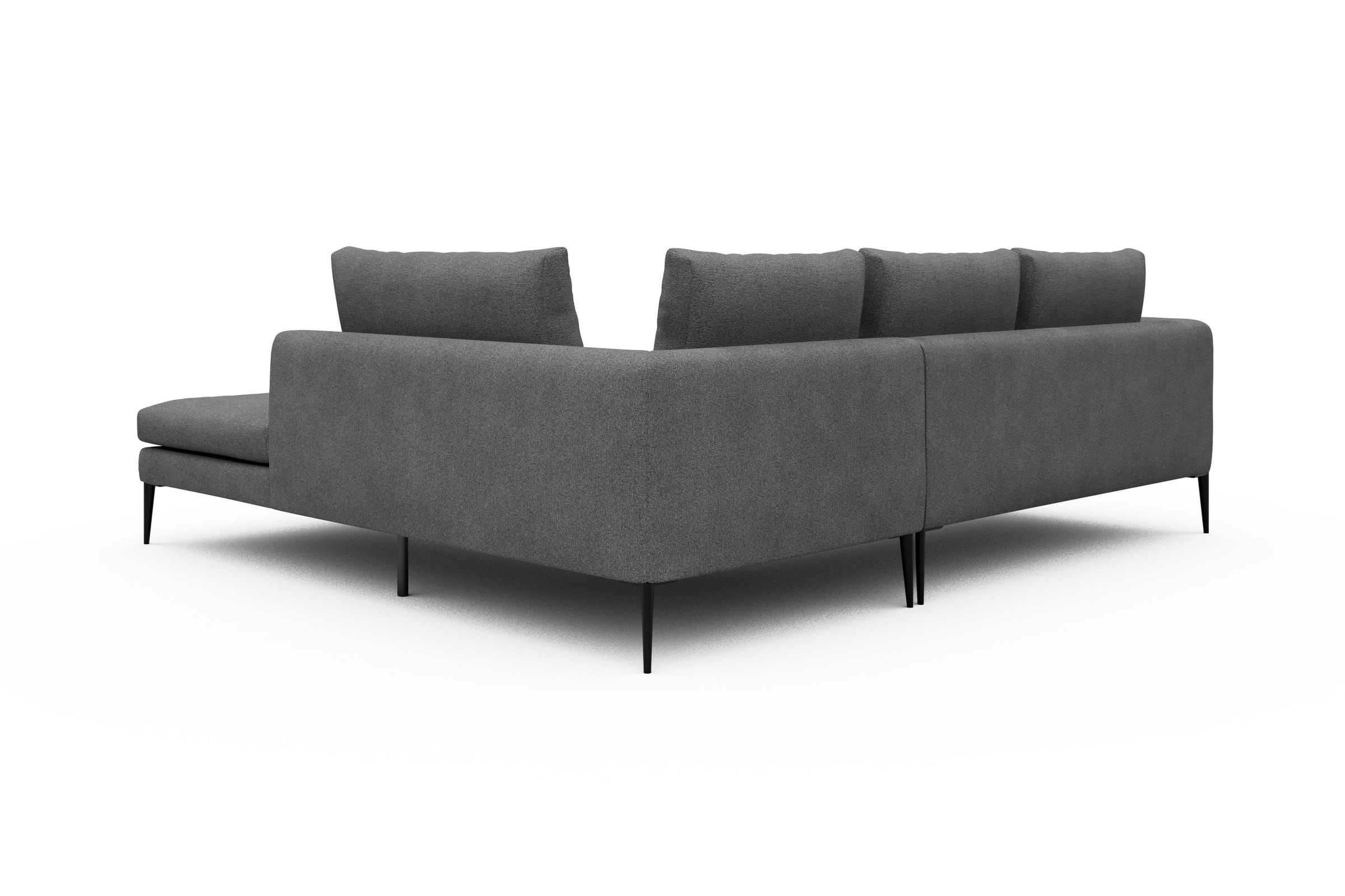 Ecksofa Paul Relax-Ecke rechts mit 2-Sitzer Boucle-Ash-Grey