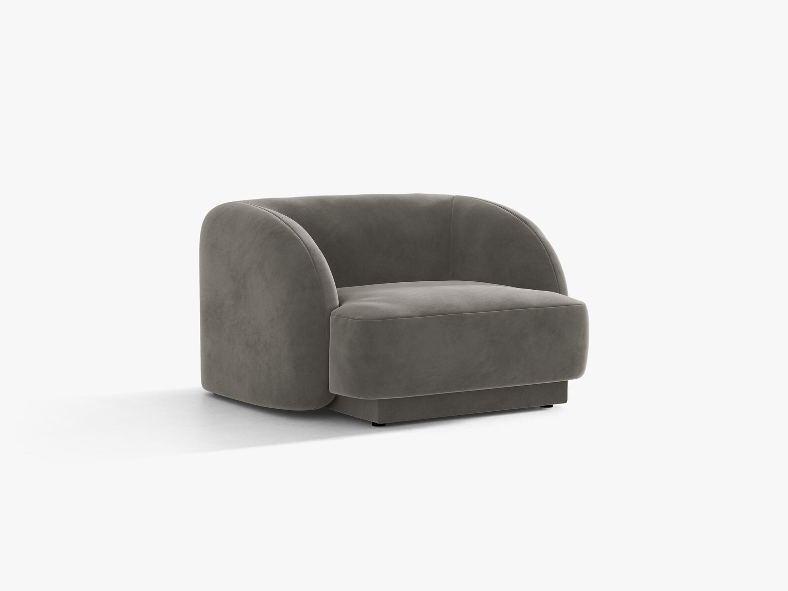 Micadoni Sessel Miley 1-Sitzer Samt Bluvel Hellgrau