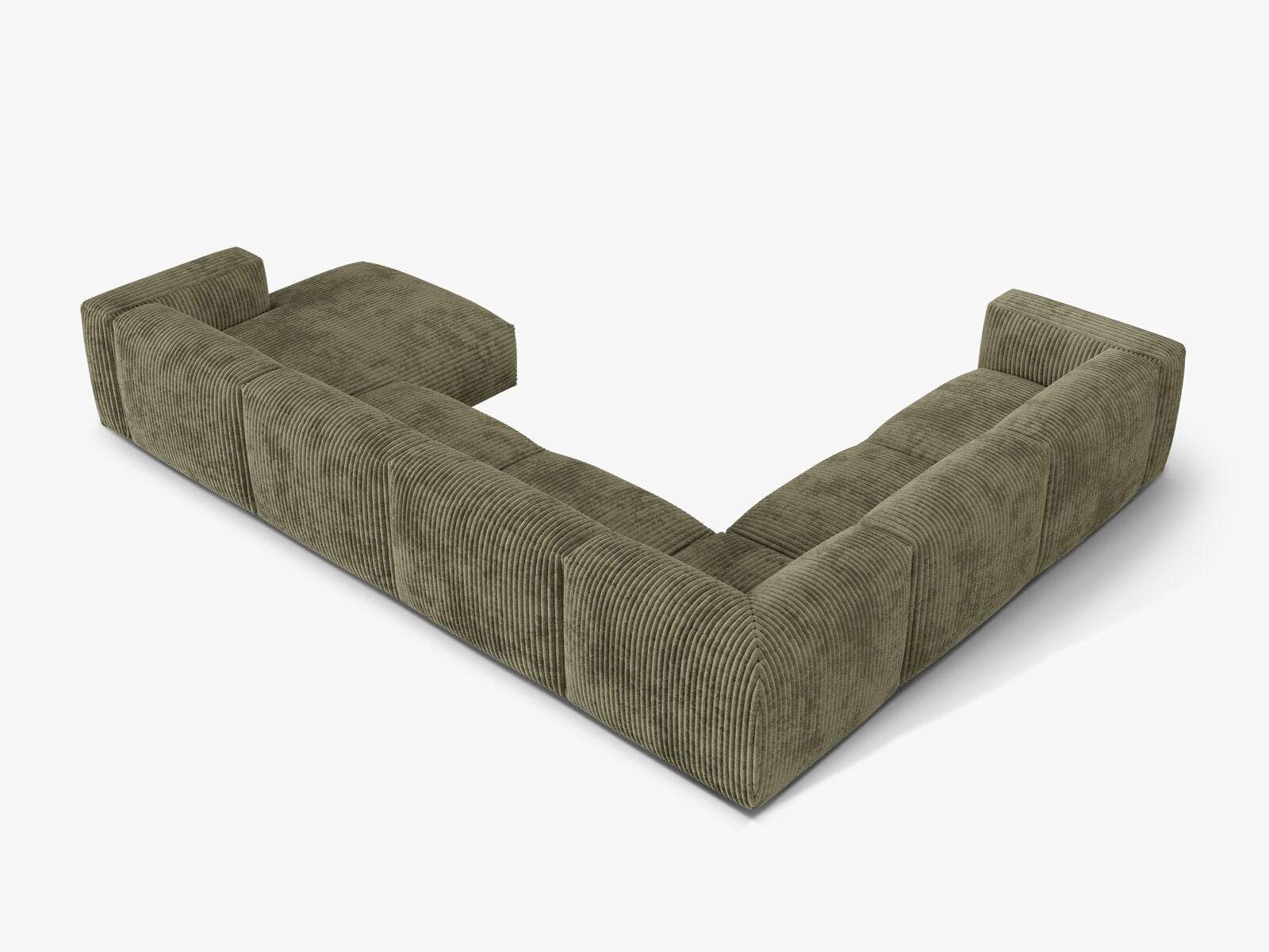 Micadoni modulares Ecksofa XL Martina 6-Sitzer Links Kord Tilia Moßgrün