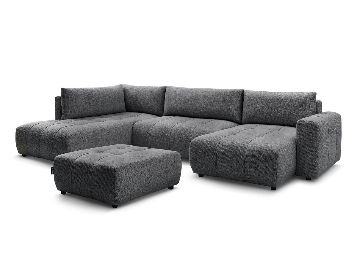 Bobochic Arsene Wohnlandschaft mit Pouf Melange-Stoff Dunkelgrau Ecke rechts