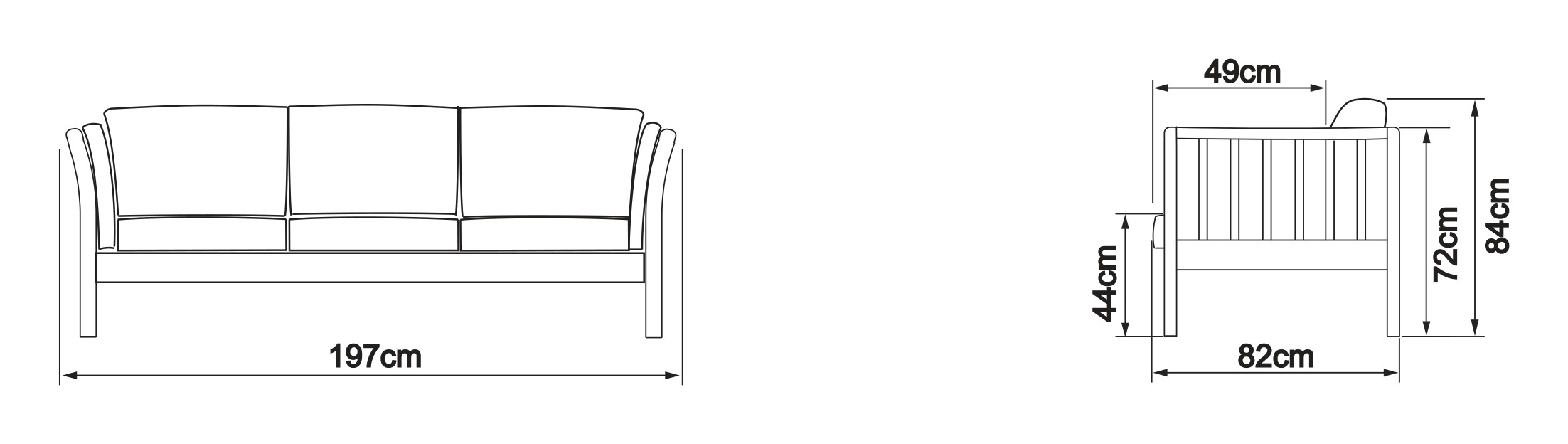 Sofa Nils 3-Sitzer Strukturierter Stoff Denari 486-Warm-Grey