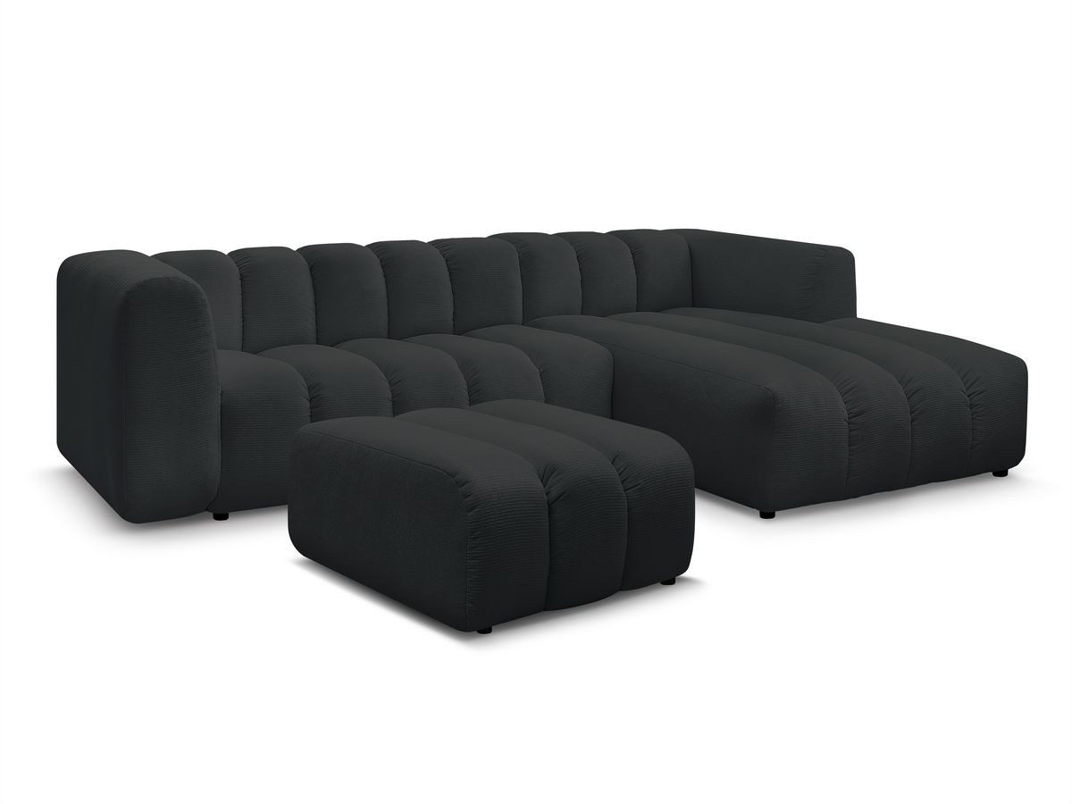 Bobochic Talia Ecksofa mit Pouf Melange-Stoff Schwarz Ecke rechts