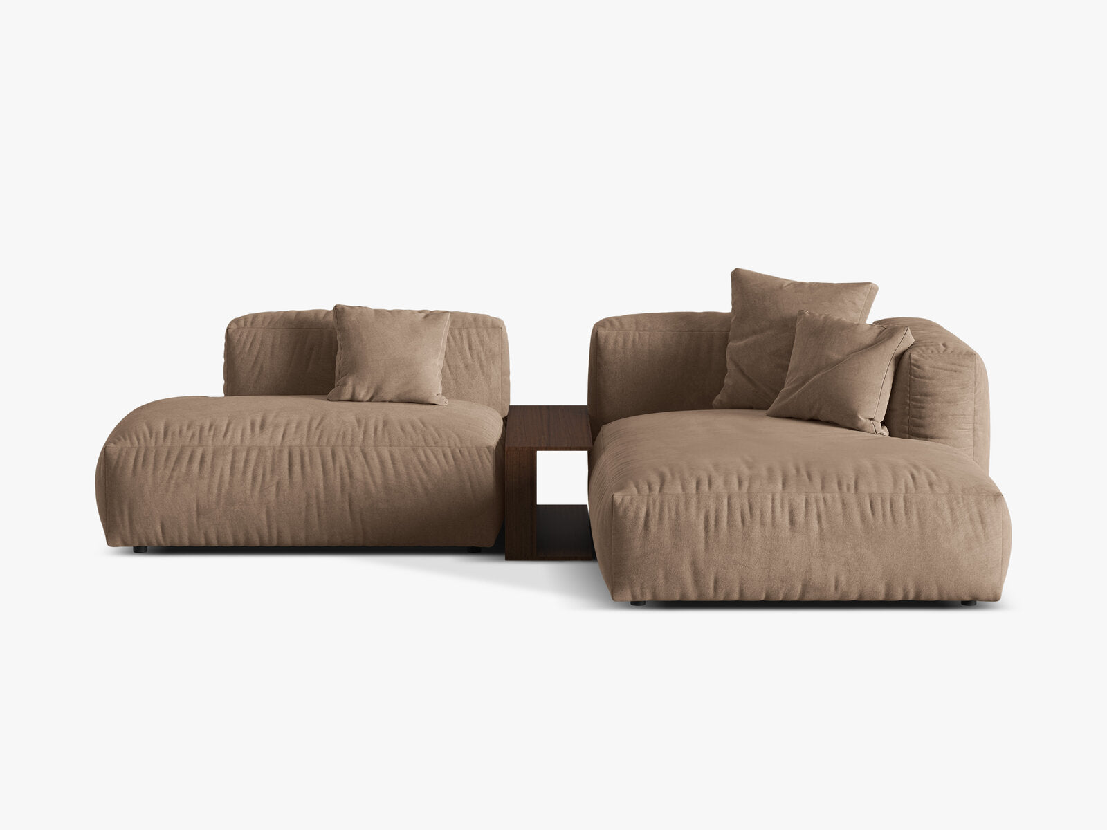 Micadoni Ecksofa Martina 2-Sitzer mit Couchtisch Rechts Samt Dunkelbeige