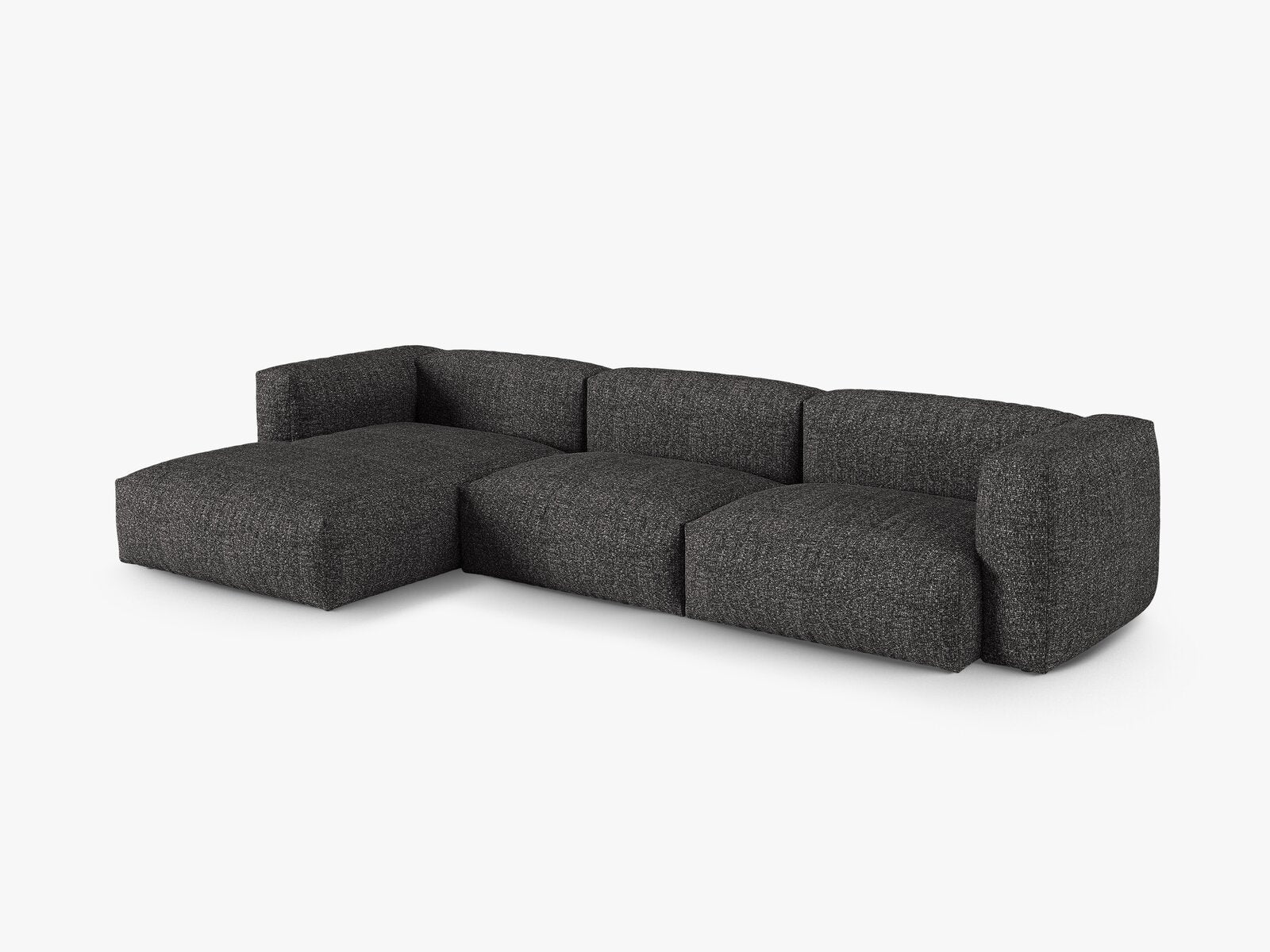 Micadoni Ecksofa Martina 3-Sitzer 90cm Sitztiefe Links Boucle Monet Anthrazit
