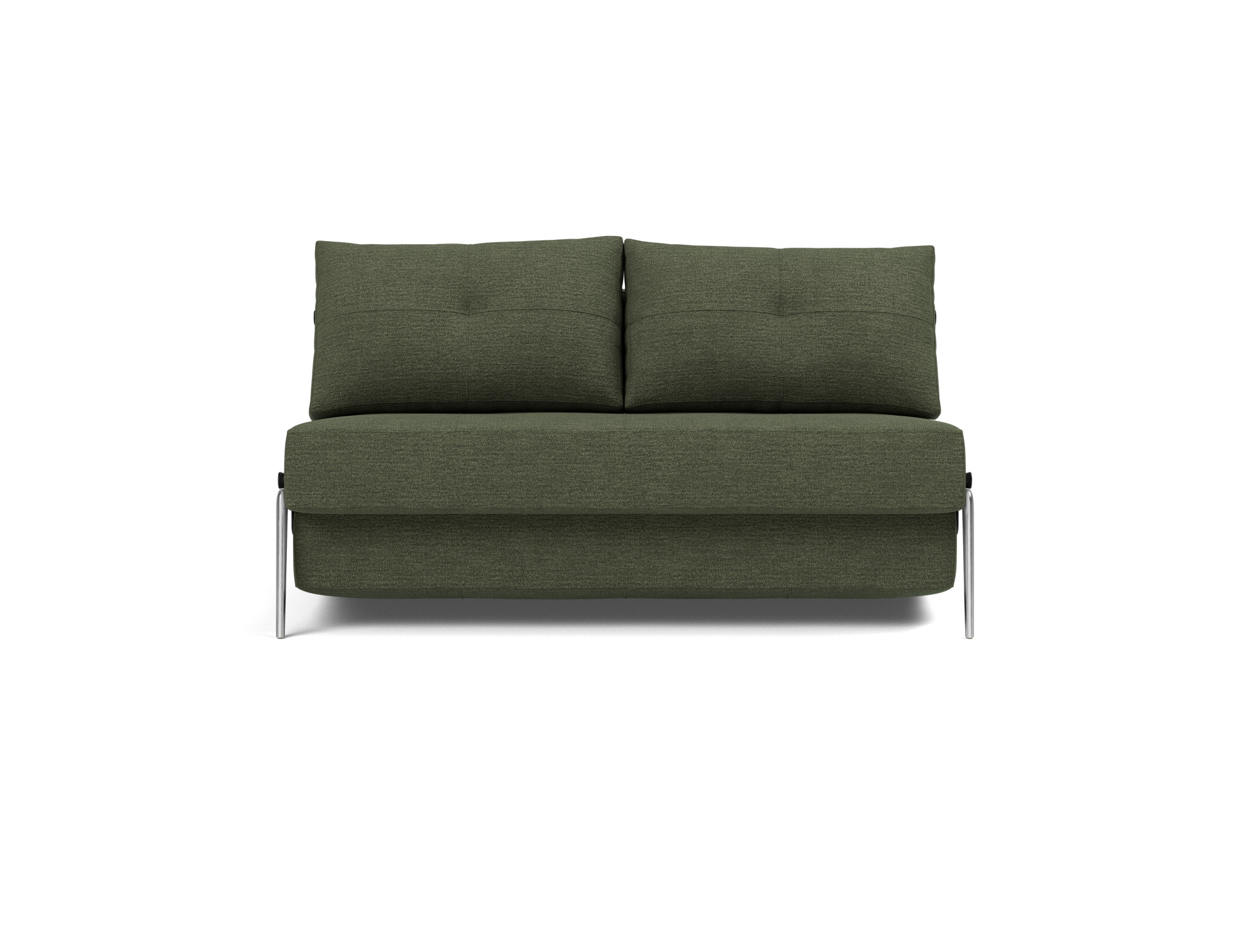 Schlafsofa Cubed 140 Strukturierter Stoff Taura 353-Forest Beine Aluminium