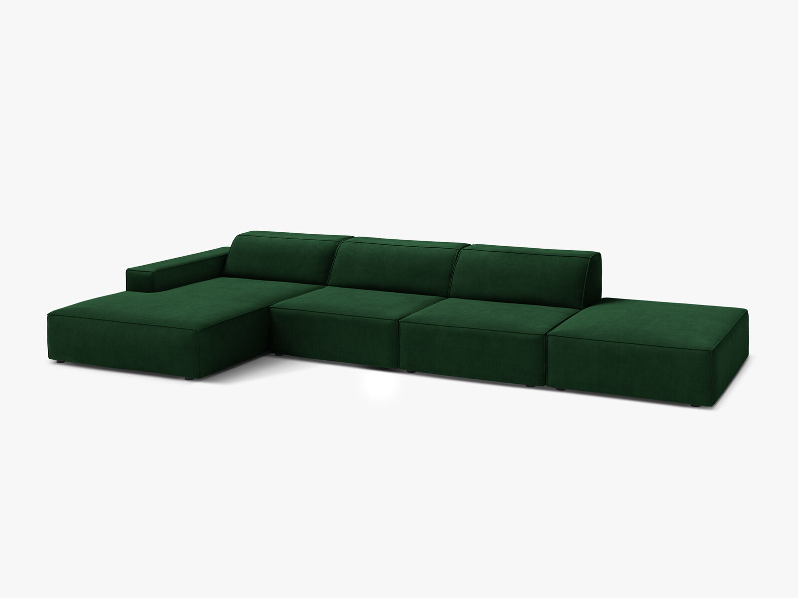 Micadoni Ecksofa Jodie 5-Sitzer Links Samt Bluvel Flaschengrün