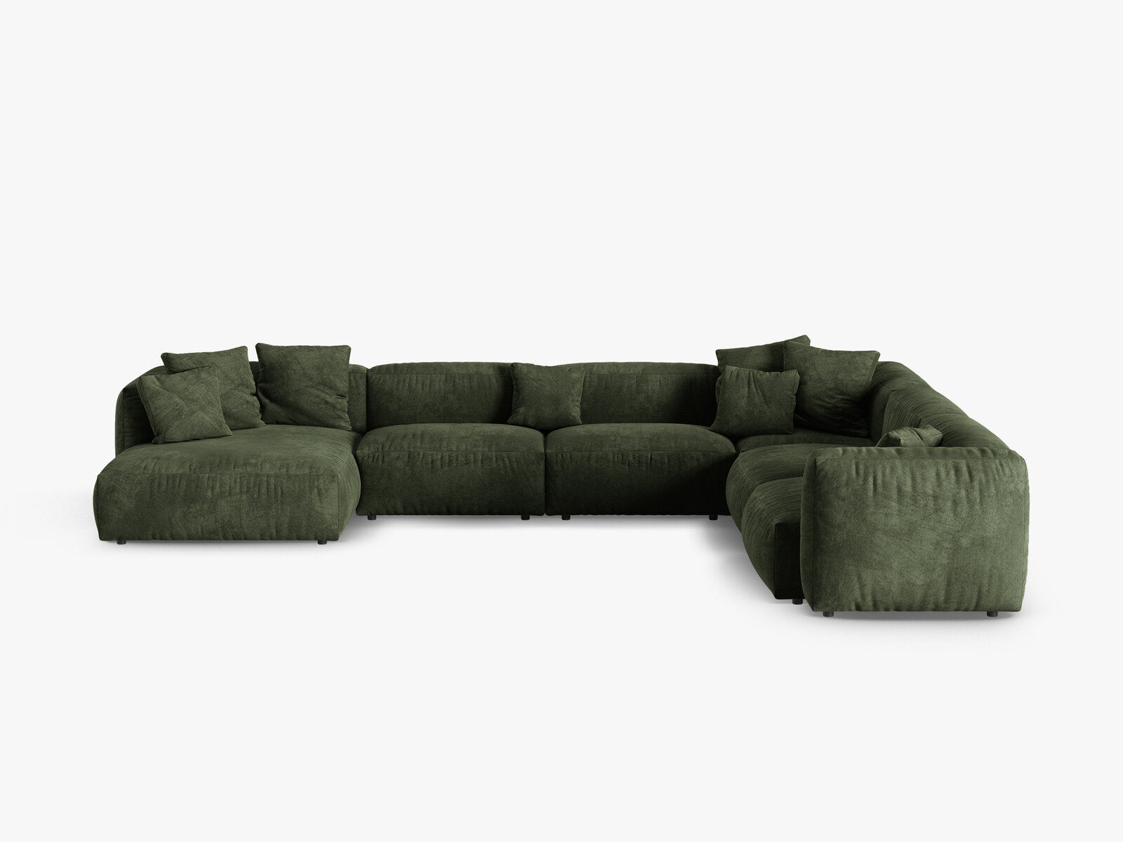 Micadoni modulares Ecksofa XL Martina 6-Sitzer 90cm Sitztiefe Rechts Samt Vogue Grün